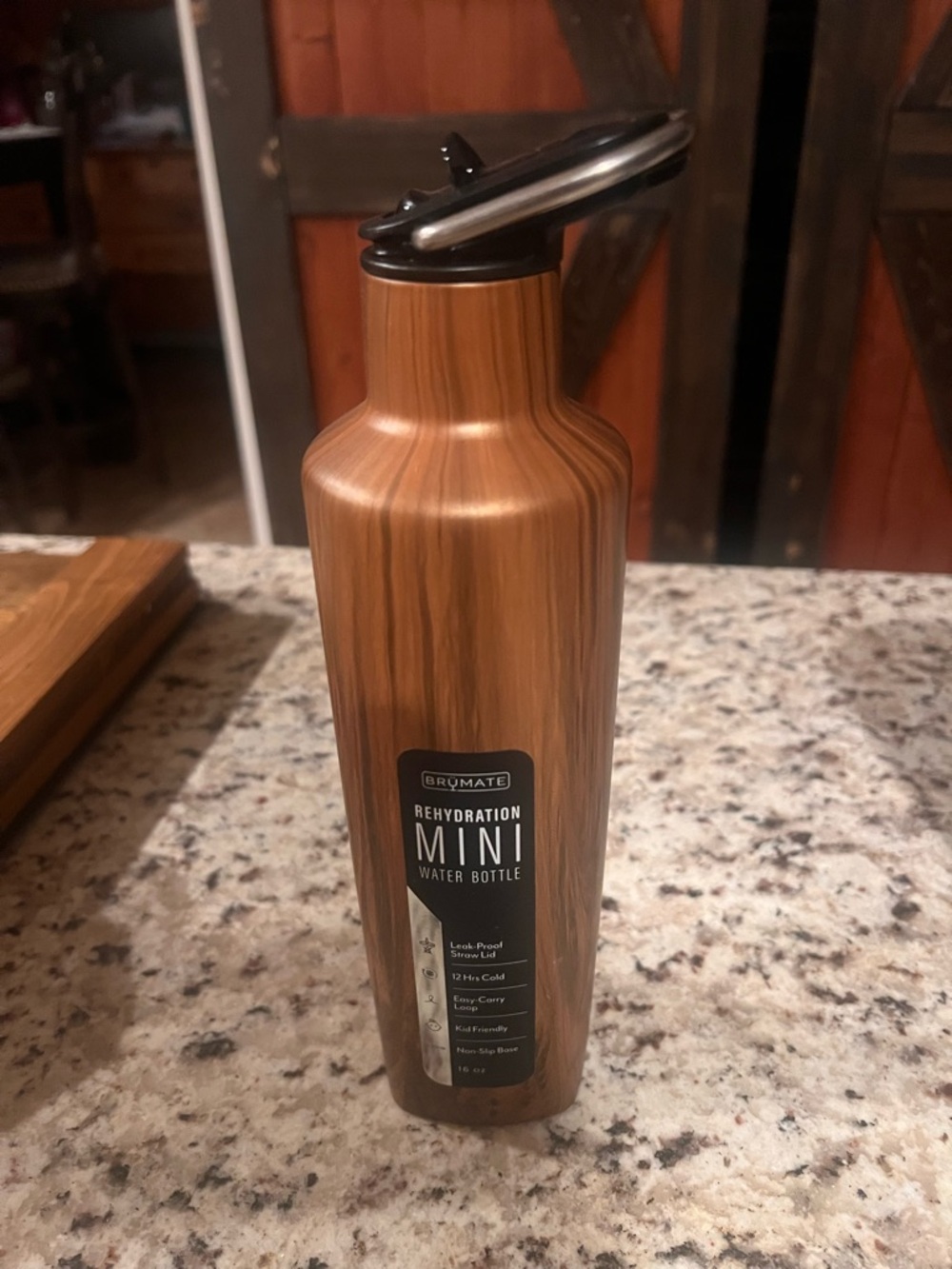 Rehydration Mini Water Bottle - Woodgrain Brown